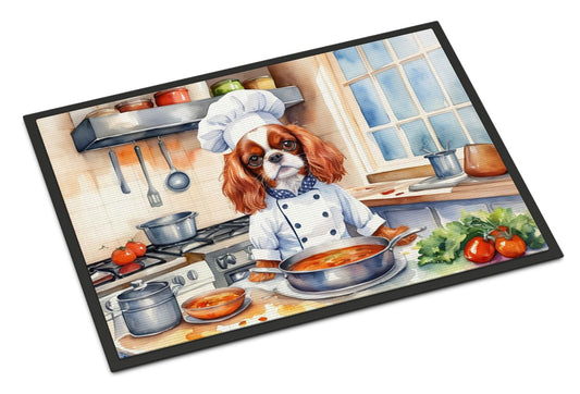 Cavalier Spaniel The Chef Doormat Front Door Mat Indoor Outdoor Rugs for Entryway, Non Slip Washable Low Pile, 24H X 36W