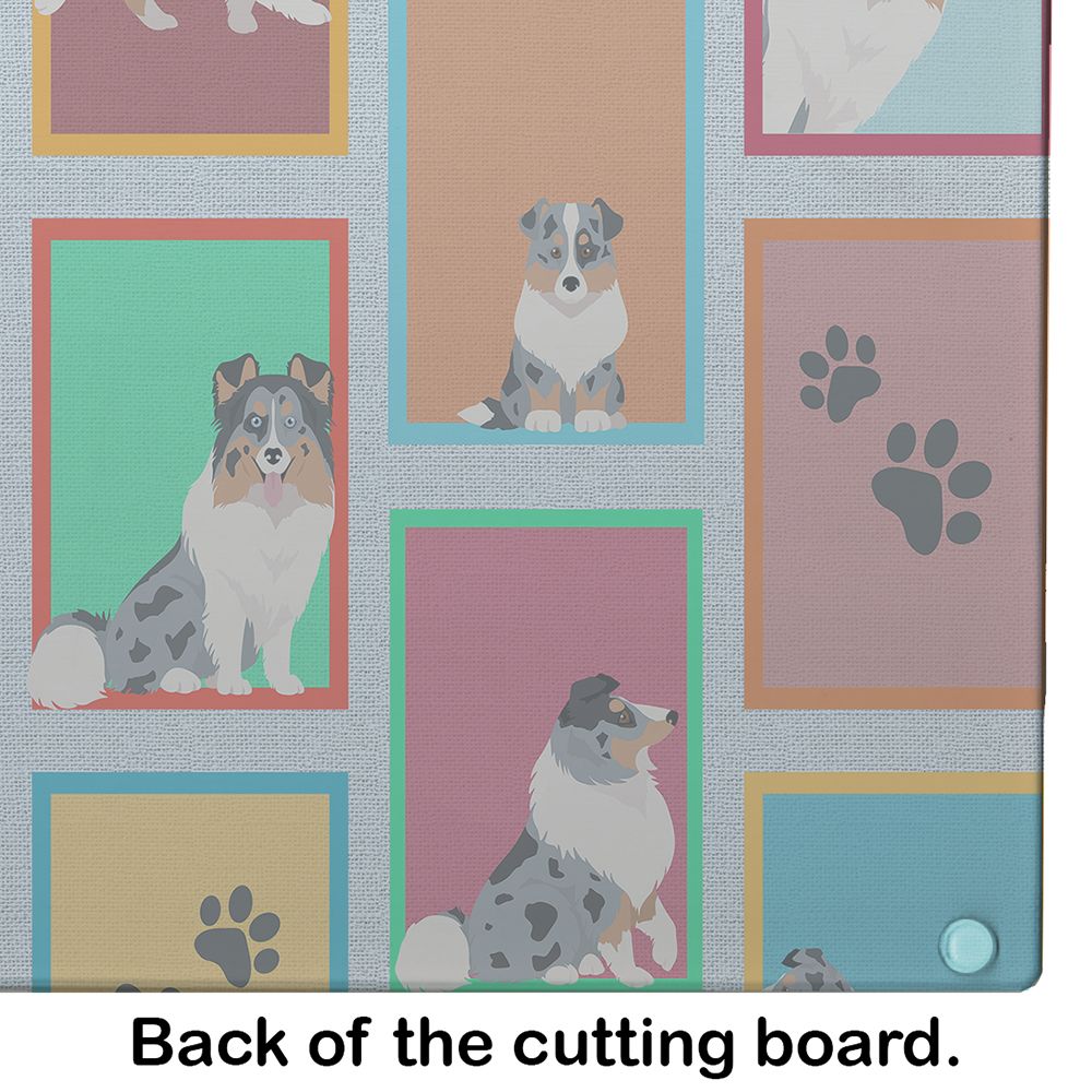 NEW Lots of Blue Merle Sheltie Glass Cutting Board Decorative Tempered Glass Kitchen Cutting and Serving Board Large Size Chopping Board