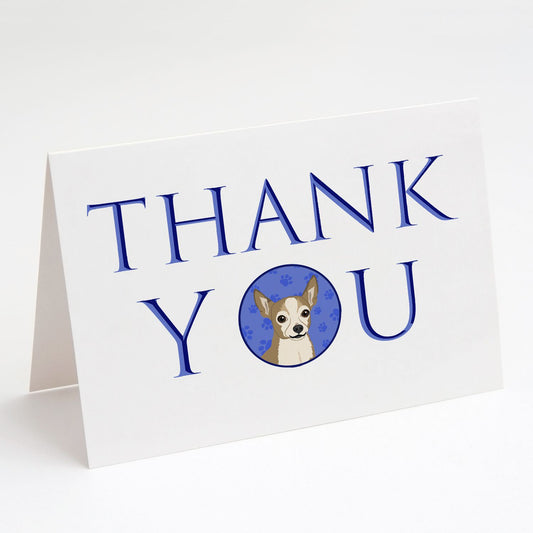 Chihuahua Silver and Tan Thank You Greeting Cards Pack of 8 Blank Cards with Envelopes Whimsical A7 Size 5x7 Blank Note Cards