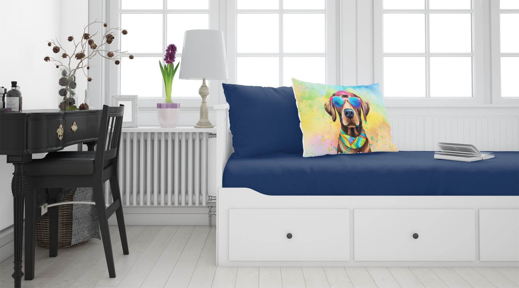 Chocolate Labrador Hippie Dawg Standard Pillowcase Lightweight Super Soft Easy Care Decorative Artwork Pillowcase, Standard