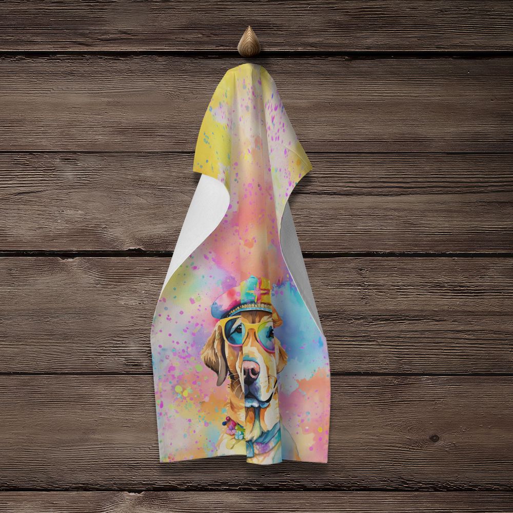 Yellow Labrador Hippie Dawg Kitchen Towel Dish Cloths Guest Hand Towel Decorative Bathroom Towel for Face,Tea, Dishcloth, Kitchen and Bath