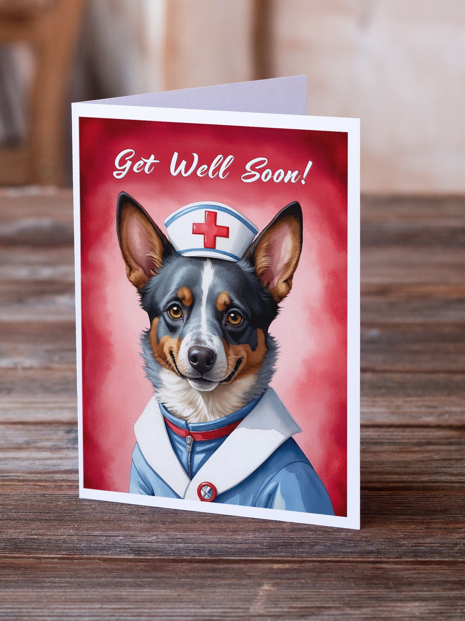 Australian Cattle Dog Get Well Soon Greeting Cards Pack of 8 Blank Cards with Envelopes Whimsical A7 Size 5x7 Blank Note Cards