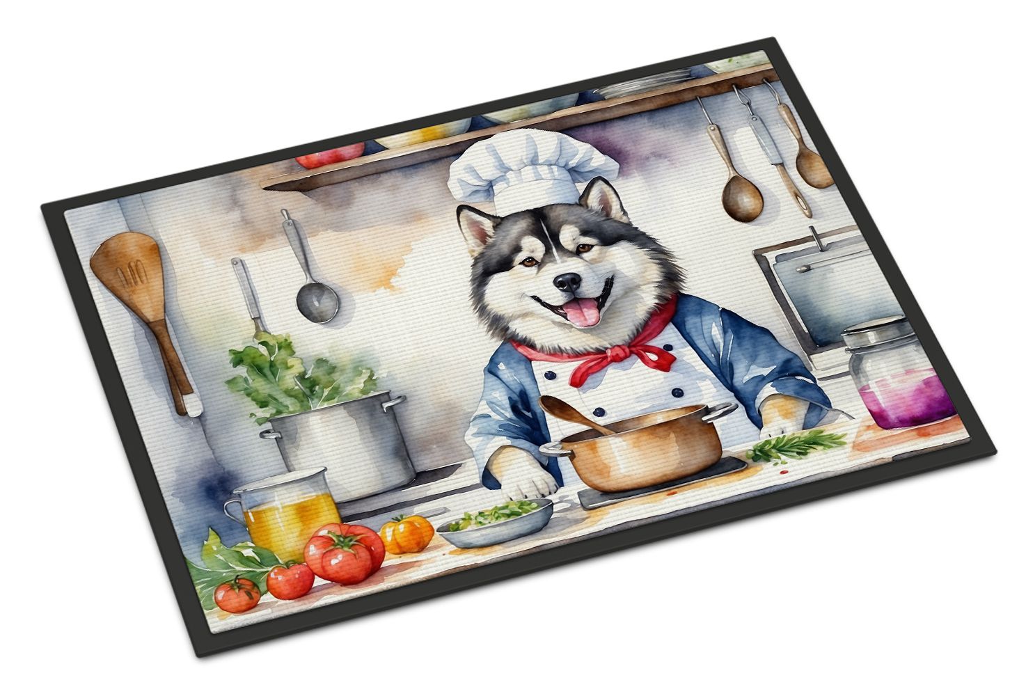 Alaskan Malamute The Chef Doormat Front Door Mat Indoor Outdoor Rugs for Entryway, Non Slip Washable Low Pile, 24H X 36W