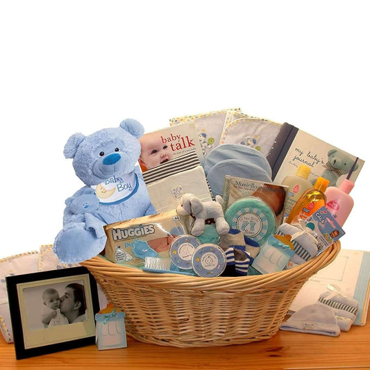 Deluxe Welcome Home Precious New Baby Boy Gift Basket-Blue (Lg)