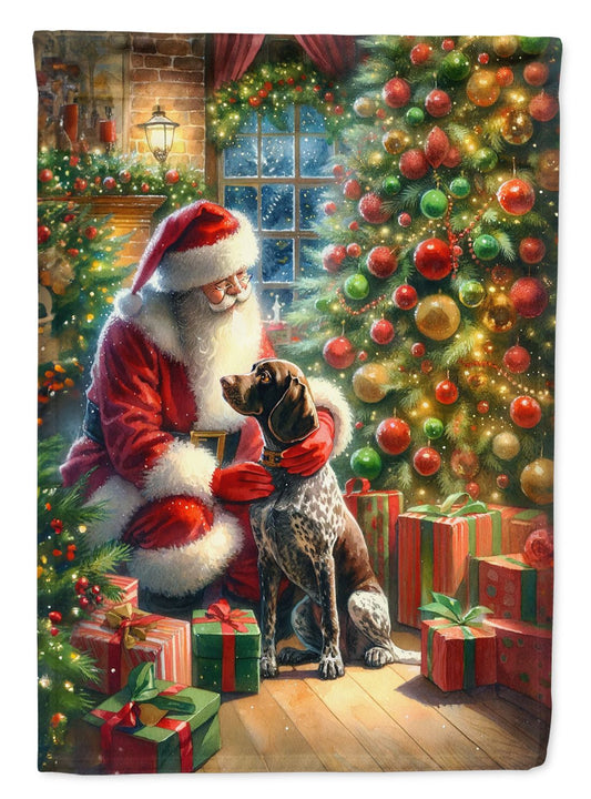 German Shorthaired Pointer and Santa Claus Garden Flag Mailbox Flag Decorative Yard Flag Banner Outside Patio Artwork Yard Flower Beds, Garden Size, Multicolor