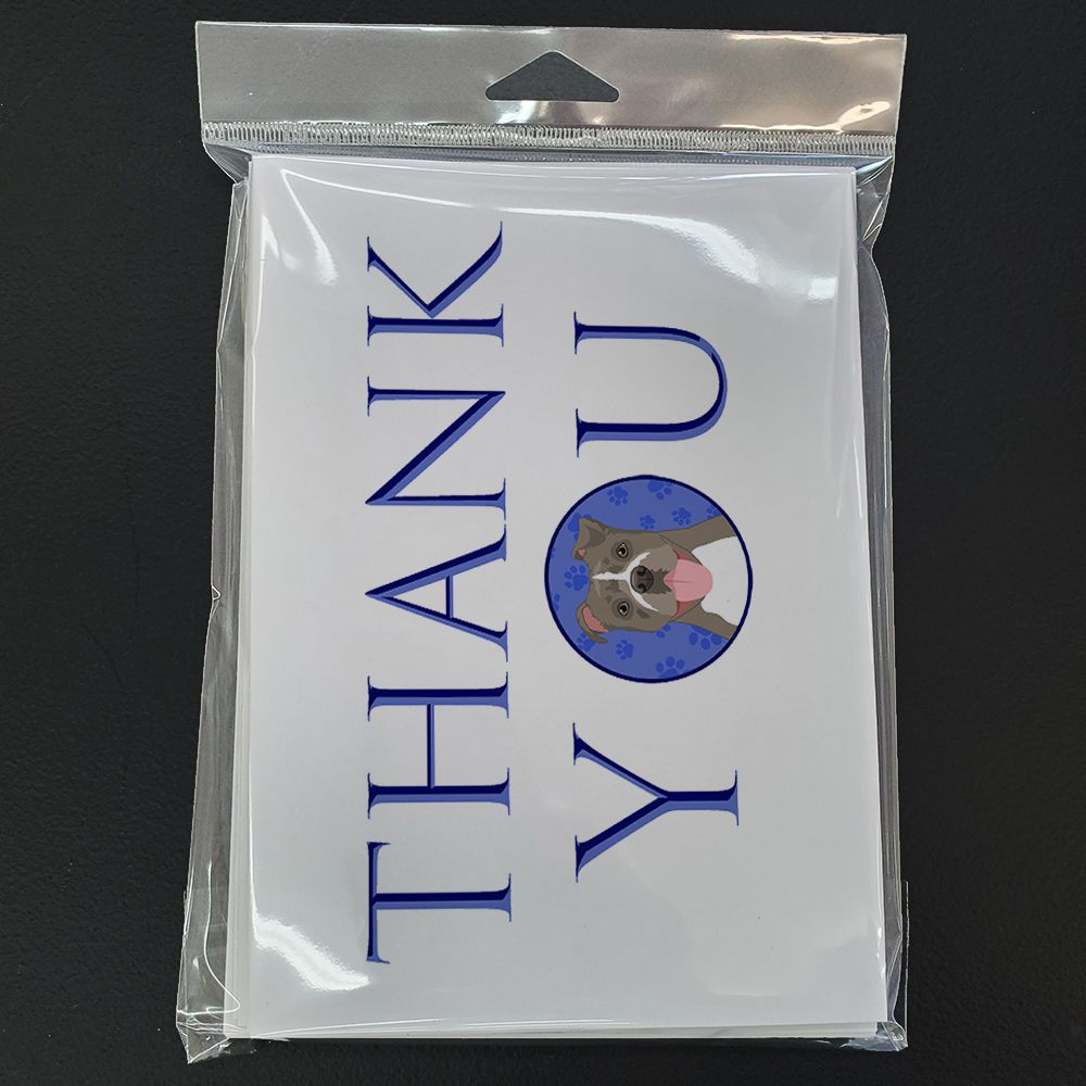Pit Bull Blue #2 Thank You Greeting Cards Pack of 8 Blank Cards with Envelopes Whimsical A7 Size 5x7 Blank Note Cards