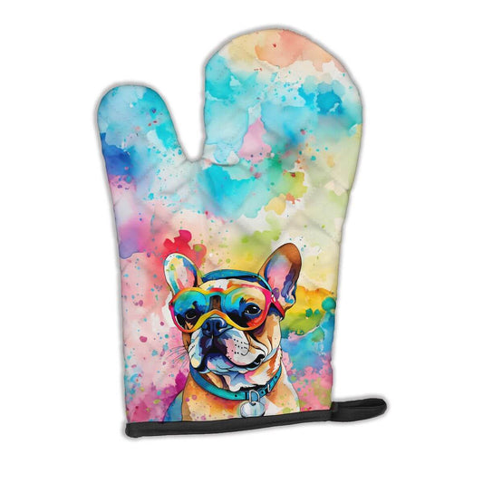 French Bulldog Hippie Dawg Oven Mitt Heat Resistant Thick Oven Mitt for Hot Pans and Oven, Kitchen Mitt Protect Hands, Cooking Baking Glove
