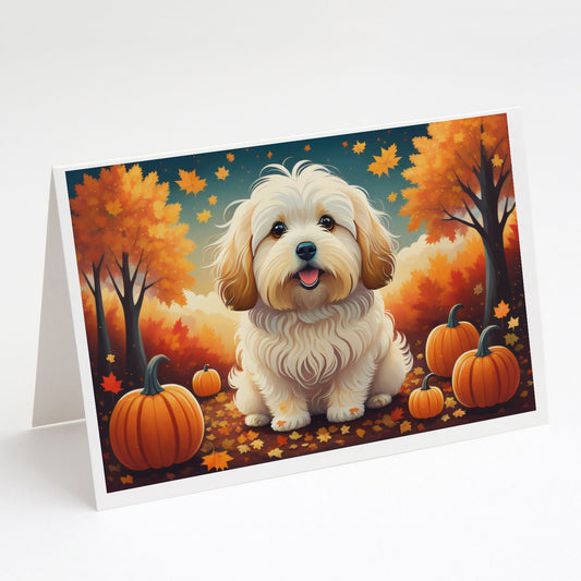 Coton De Tulear Fall Greeting Cards Pack of 8 Blank Cards with Envelopes Whimsical A7 Size 5x7 Blank Note Cards