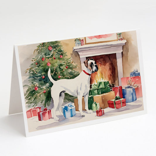 White Boxer Christmas Greeting Cards Pack of 8 Blank Cards with Envelopes Whimsical A7 Size 5x7 Blank Note Cards