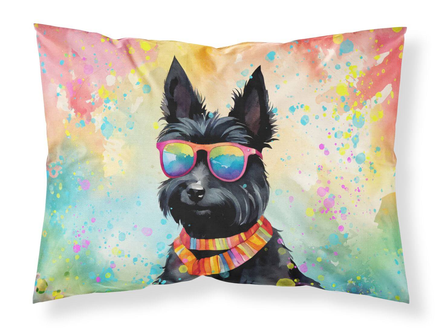 Scottish Terrier Hippie Dawg Standard Pillowcase Lightweight Super Soft Easy Care Decorative Artwork Pillowcase, Standard