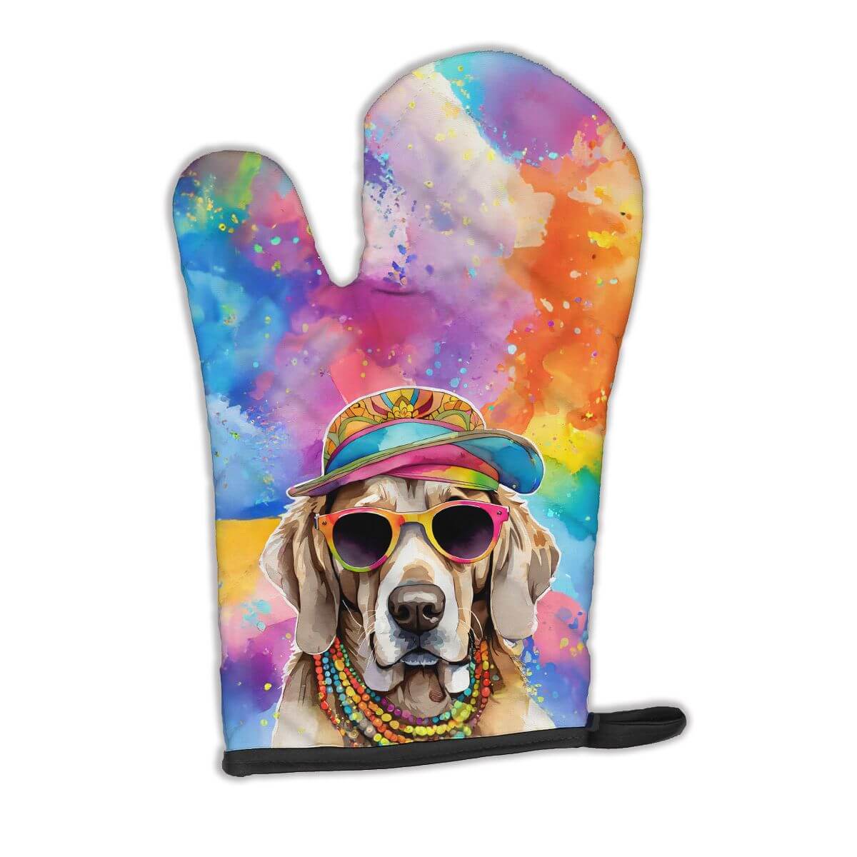 Weimaraner Hippie Dawg Oven Mitt Heat Resistant Thick Oven Mitt for Hot Pans and Oven, Kitchen Mitt Protect Hands, Cooking Baking Glove