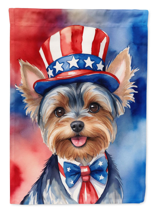 Yorkshire Terrier Patriotic American House Flag Large Porch Sleeve Pole Decorative Outside Yard Banner Artwork Wall Hanging, Polyester, House Size, Multicolor