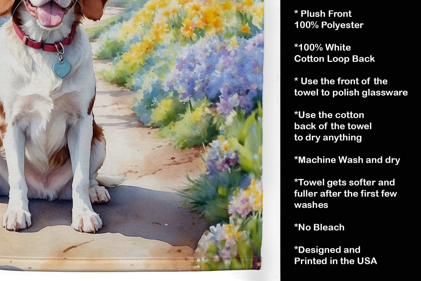 Brittany Spaniel Spring Path Kitchen Towel Dish Cloths Guest Hand Towel Decorative Bathroom Towel for Face,Tea, Dishcloth, Kitchen and Bath