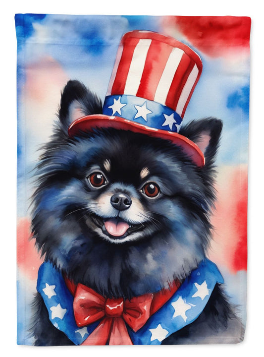Pomeranian Patriotic American House Flag Large Porch Sleeve Pole Decorative Outside Yard Banner Artwork Wall Hanging, Polyester, House Size, Multicolor