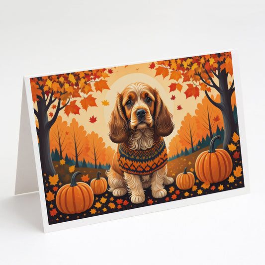 Cocker Spaniel Fall Greeting Cards Pack of 8 Blank Cards with Envelopes Whimsical A7 Size 5x7 Blank Note Cards