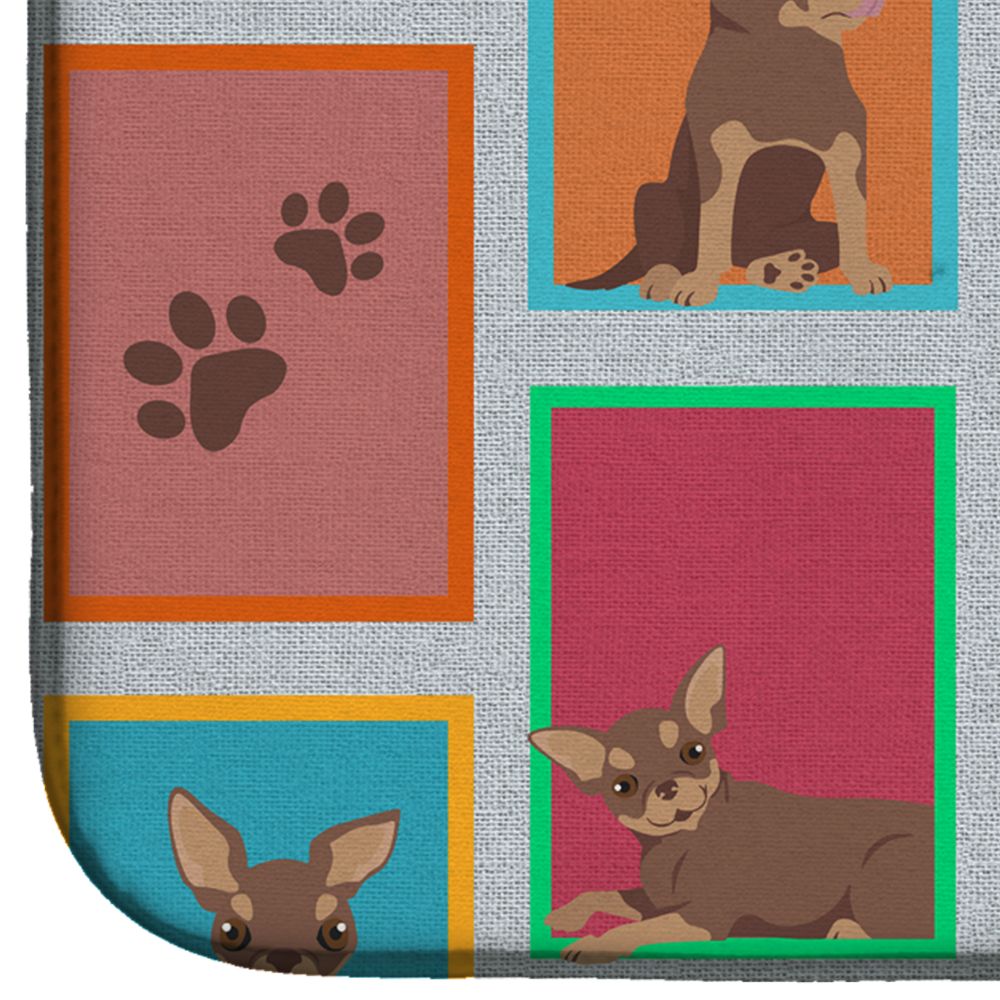 Lots of Chocolate Chihuahua Dish Drying Mat Absorbent Dish Drying Mat Pad for Kitchen Counter Dish Drainer Mat for Countertop, 14 x 21", Multicolor