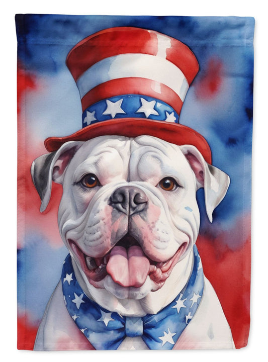 American Bulldog Patriotic American House Flag Large Porch Sleeve Pole Decorative Outside Yard Banner Artwork Wall Hanging, Polyester, House Size, Multicolor