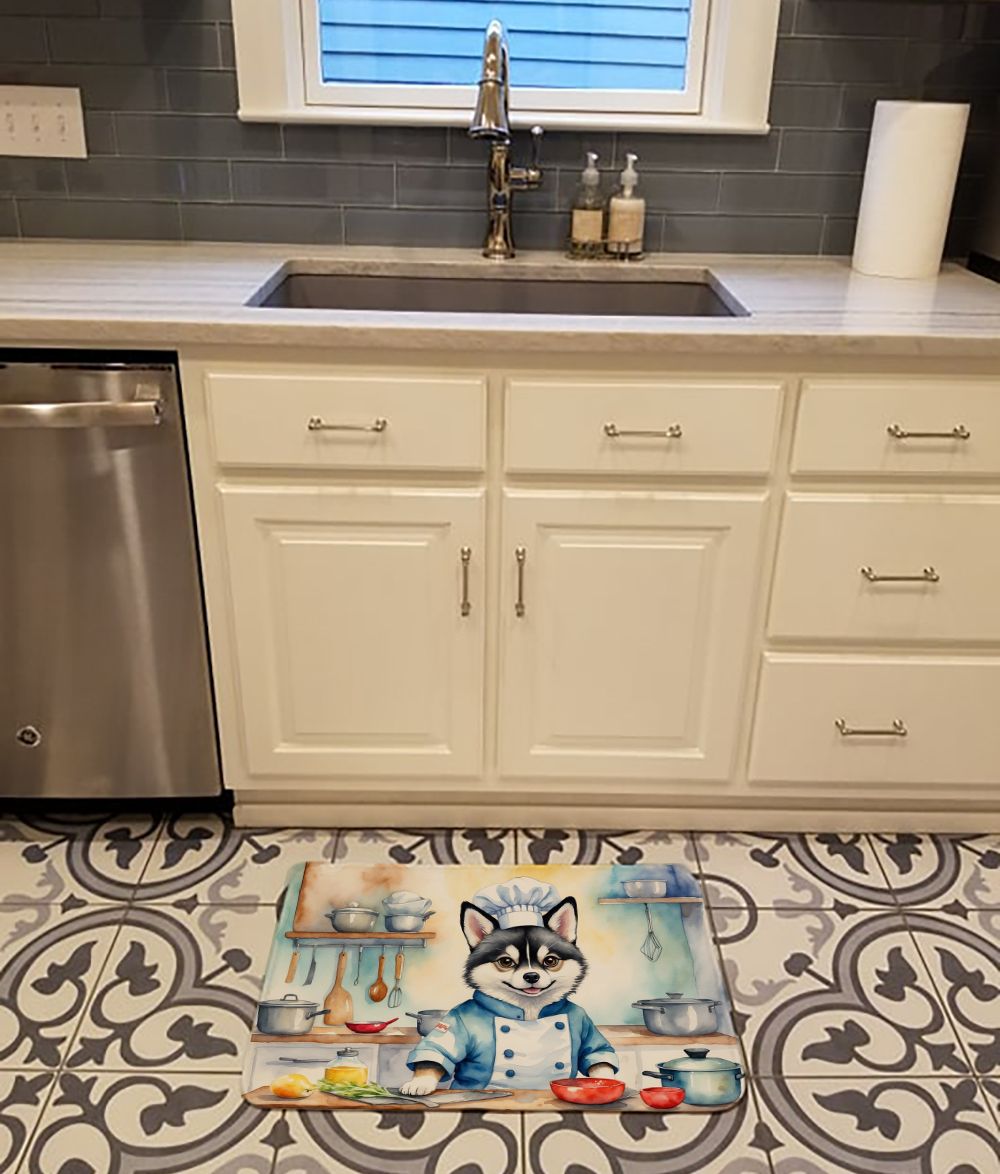 Alaskan Klee Kai The Chef Memory Foam Kitchen Mat Machine Washable Anti-Fatigue Mat Cushion Comfort Bath Mat or Kitchen Rug