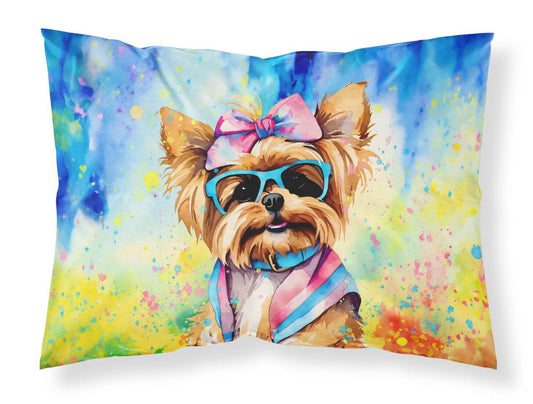 Yorkshire Terrier Hippie Dawg Standard Pillowcase Lightweight Super Soft Easy Care Decorative Artwork Pillowcase, Standard