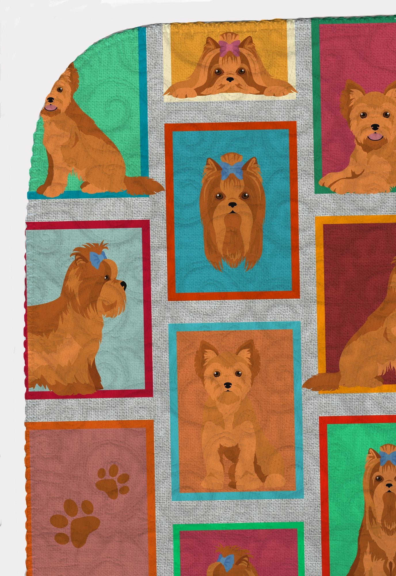 Lots of Red Yorkie Quilted Blanket 50x60 Artwork Pattern Quilted Throw Blanket for Bed, Couch, Sofa, Soft and Lightweight
