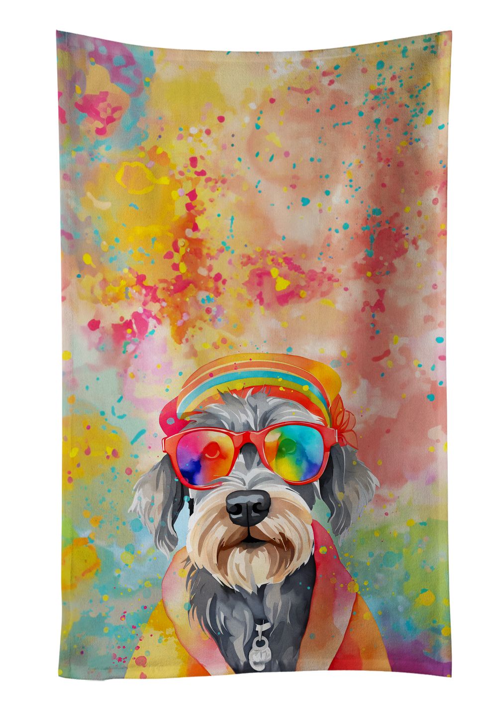 Schnauzer Hippie Dawg Kitchen Towel Dish Cloths Guest Hand Towel Decorative Bathroom Towel for Face,Tea, Dishcloth, Kitchen and Bath