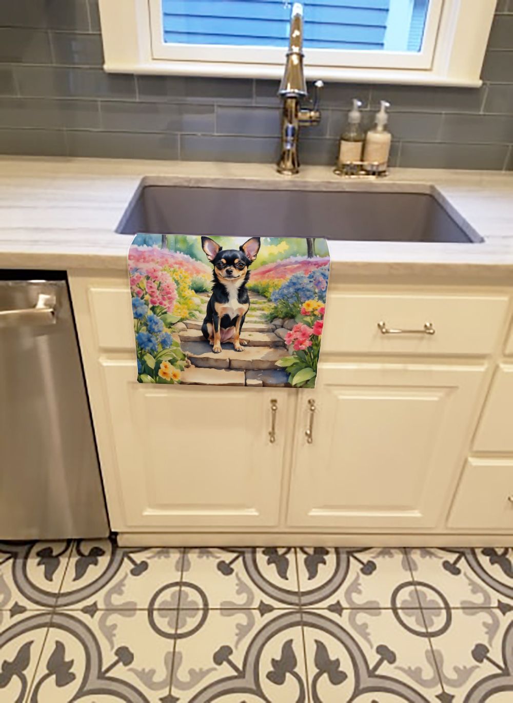Chihuahua Spring Path Kitchen Towel Dish Cloths Guest Hand Towel Decorative Bathroom Towel for Face,Tea, Dishcloth, Kitchen and Bath