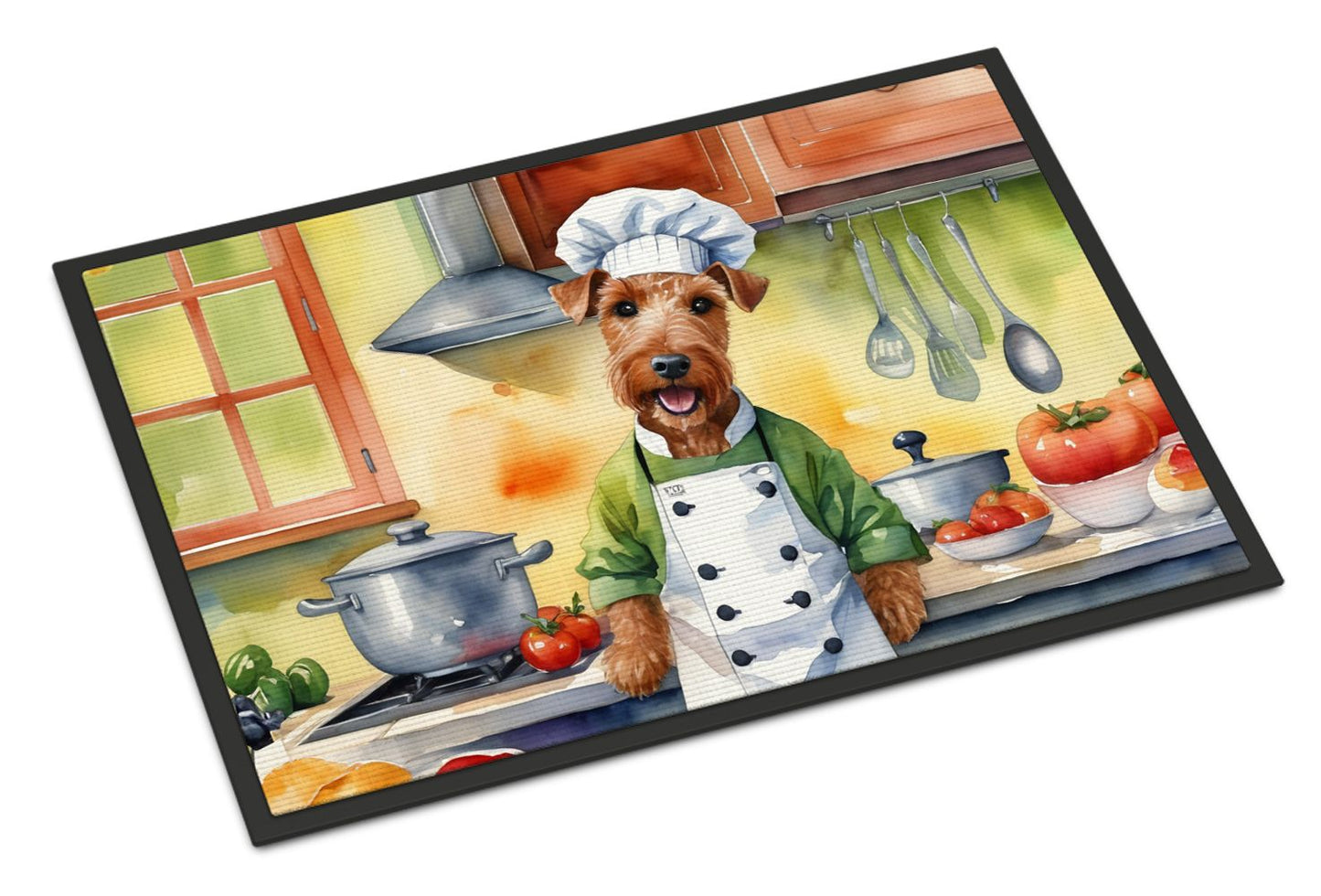 Irish Terrier The Chef Doormat Front Door Mat Indoor Outdoor Rugs for Entryway, Non Slip Washable Low Pile, 24H X 36W