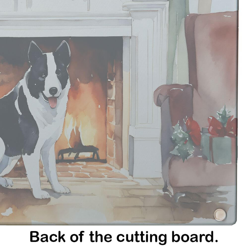 NEW Karelian Bear Dog Cozy Christmas Glass Cutting Board Decorative Tempered Glass Kitchen Cutting and Serving Board Large Size Chopping Board