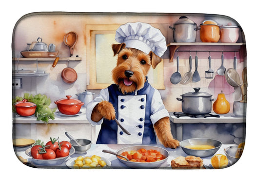 Welsh Terrier The Chef Dish Drying Mat Absorbent Dish Drying Mat Pad for Kitchen Counter Dish Drainer Mat for Countertop, 14 x 21", Multicolor