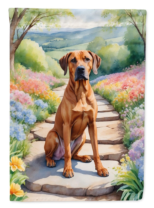 Rhodesian Ridgeback Spring Path Garden Flag Mailbox Flag Decorative Yard Flag Banner Outside Patio Artwork Yard Flower Beds, Garden Size, Multicolor