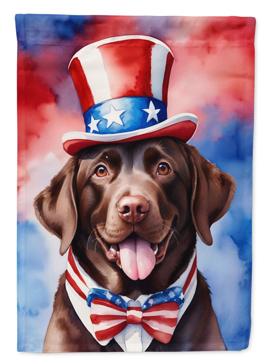 Labrador Retriever Patriotic American House Flag Large Porch Sleeve Pole Decorative Outside Yard Banner Artwork Wall Hanging, Polyester, House Size, Multicolor