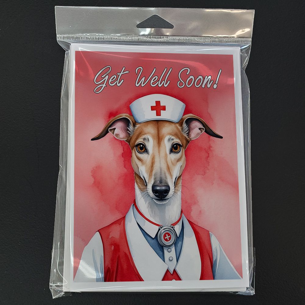 Greyhound Get Well Soon Greeting Cards Pack of 8 Blank Cards with Envelopes Whimsical A7 Size 5x7 Blank Note Cards