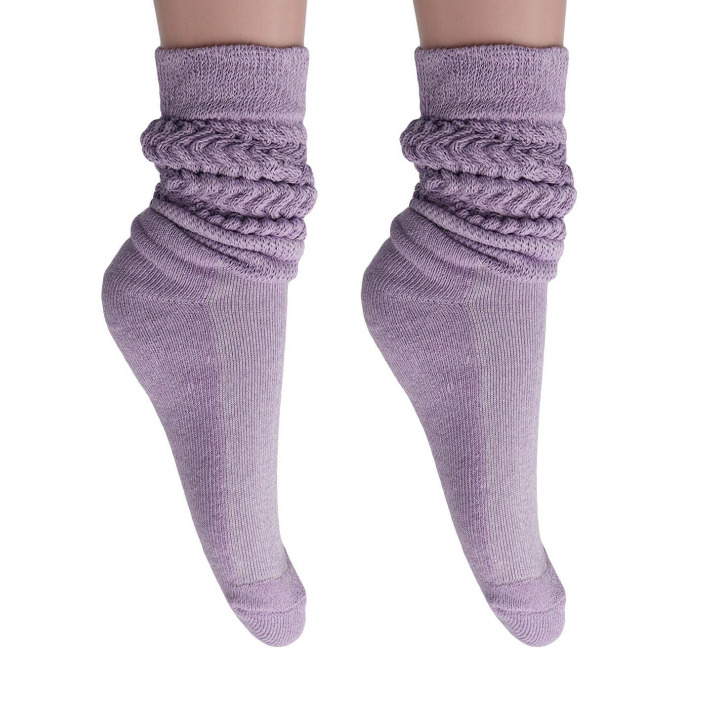 Women's Extra Long Slouch Scrunch Socks Knee High, Cotton Blend, Pack of 2, Fits Shoe Sizes 5-10, 80s Style, 28 Colors