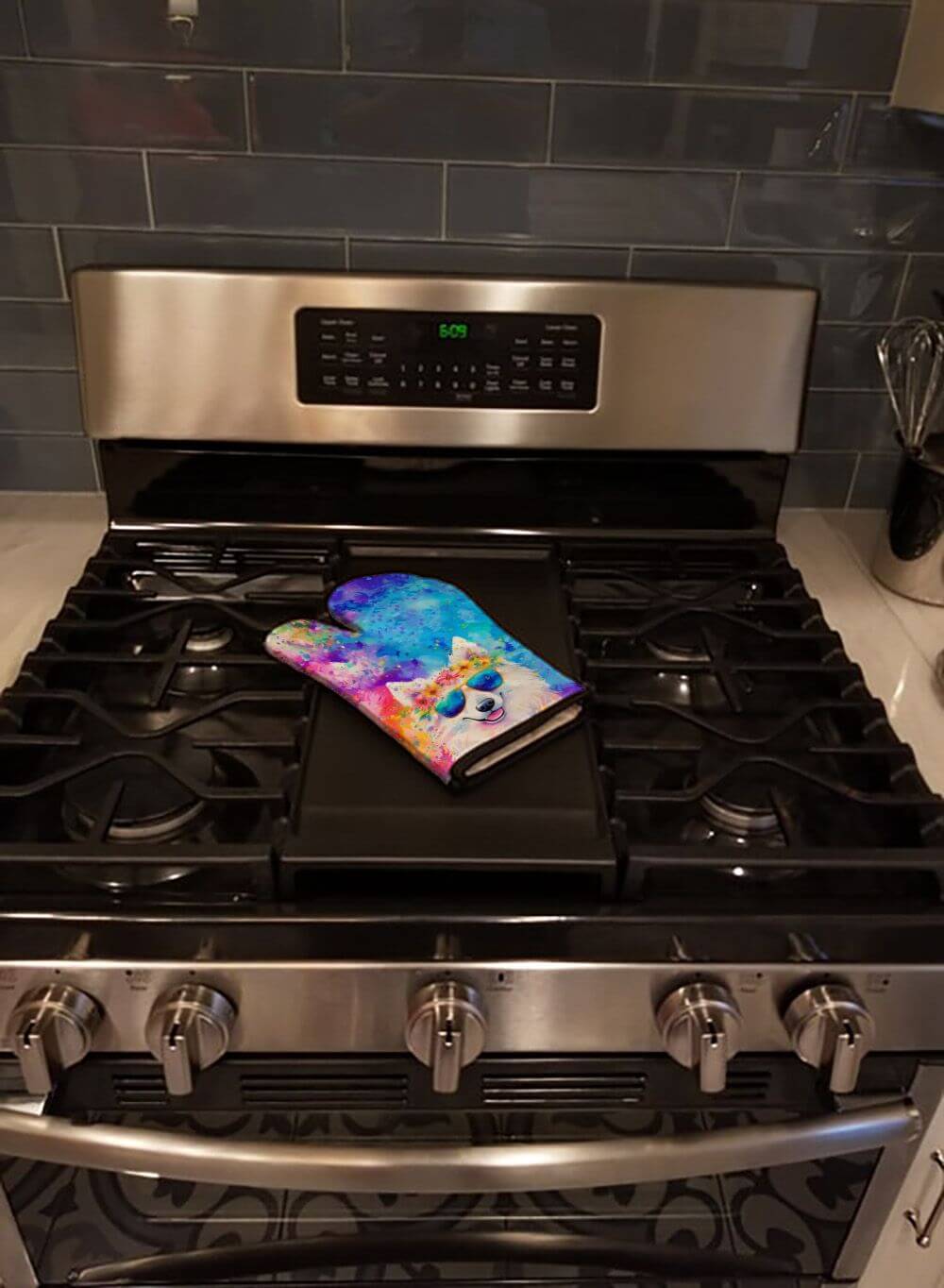 Samoyed Hippie Dawg Oven Mitt Heat Resistant Thick Oven Mitt for Hot Pans and Oven, Kitchen Mitt Protect Hands, Cooking Baking Glove