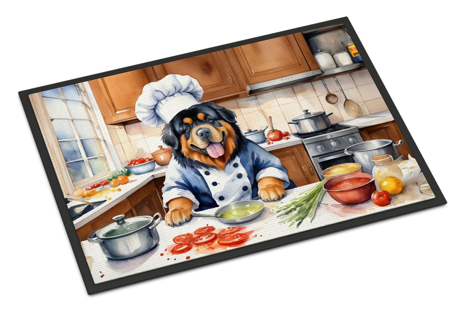 NEW Tibetan Mastiff The Chef Doormat Front Door Mat Indoor Outdoor Rugs for Entryway, Non Slip Washable Low Pile, 18H X 27W