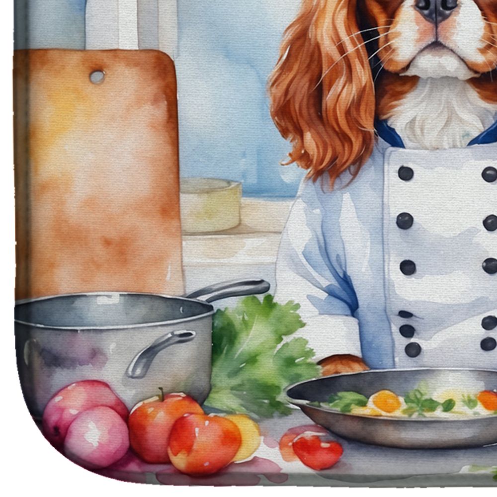Cavalier Spaniel The Chef Dish Drying Mat Absorbent Dish Drying Mat Pad for Kitchen Counter Dish Drainer Mat for Countertop, 14 x 21", Multicolor