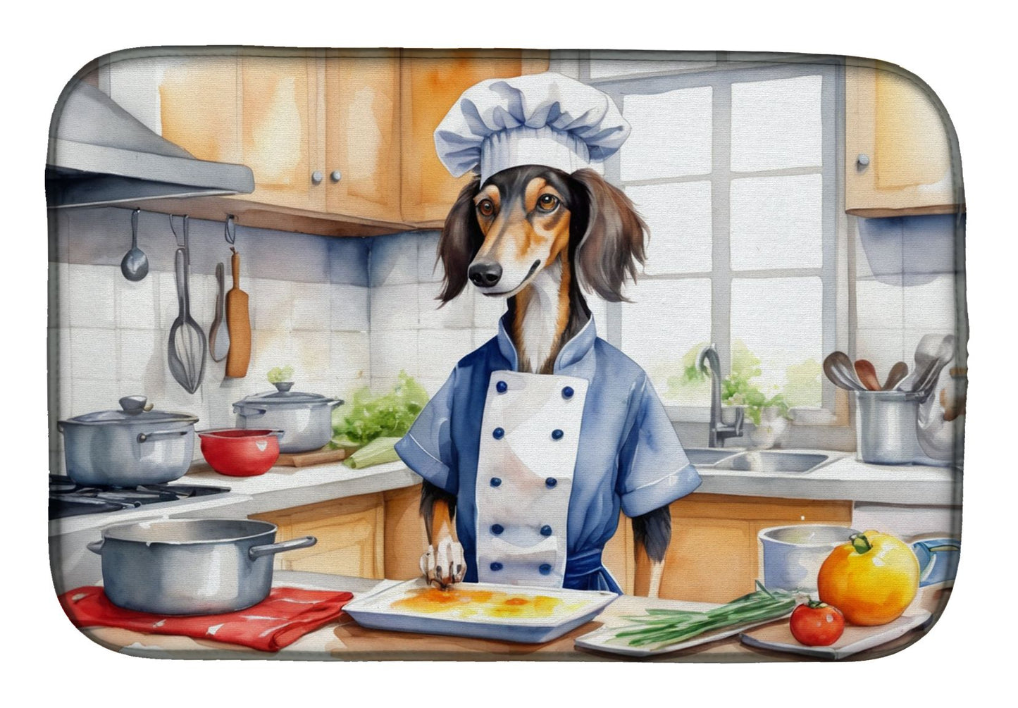 Saluki The Chef Dish Drying Mat Absorbent Dish Drying Mat Pad for Kitchen Counter Dish Drainer Mat for Countertop, 14 x 21", Multicolor
