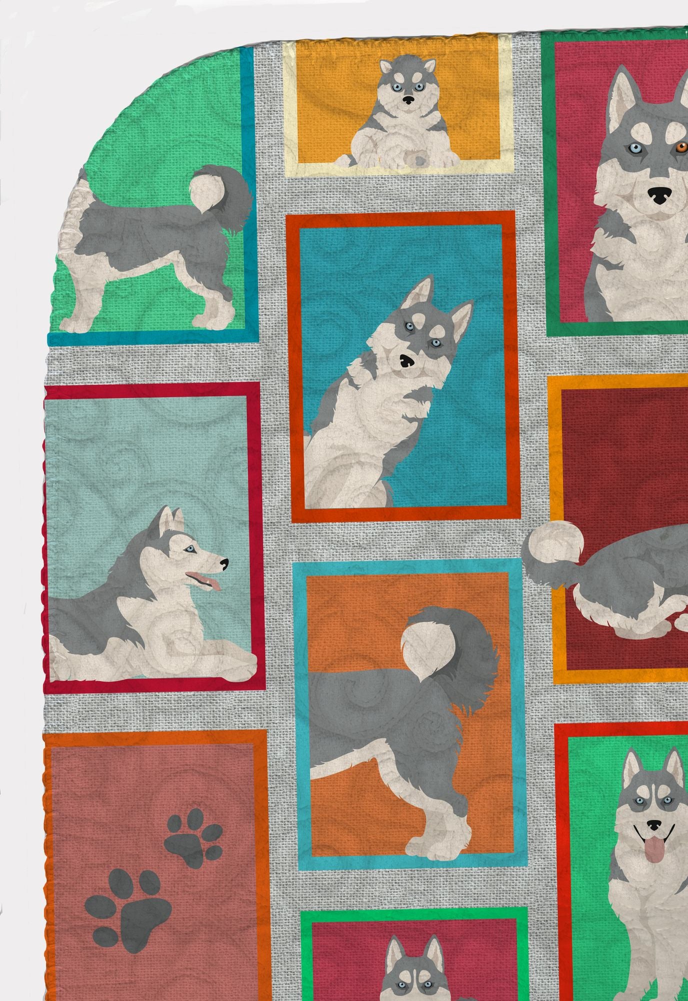 Lots of Grey Siberian Husky Quilted Blanket 50x60 Artwork Pattern Quilted Throw Blanket for Bed, Couch, Sofa, Soft and Lightweight