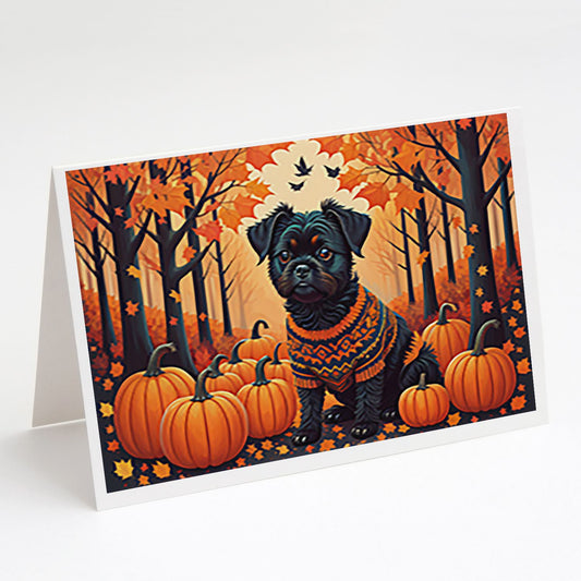Affenpinscher Fall Greeting Cards Pack of 8 Blank Cards with Envelopes Whimsical A7 Size 5x7 Blank Note Cards