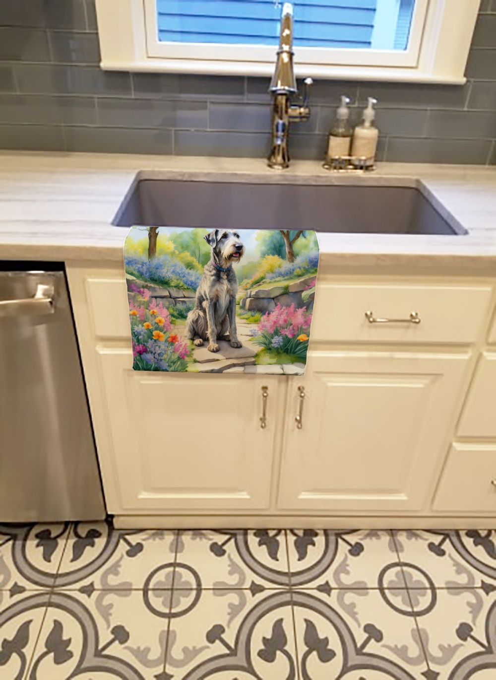 Irish Wolfhound Spring Path Kitchen Towel Dish Cloths Guest Hand Towel Decorative Bathroom Towel for Face,Tea, Dishcloth, Kitchen and Bath