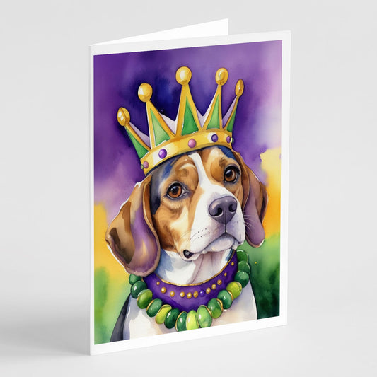 Beagle King of Mardi Gras Greeting Cards Pack of 8 Blank Cards with Envelopes Whimsical A7 Size 5x7 Blank Note Cards