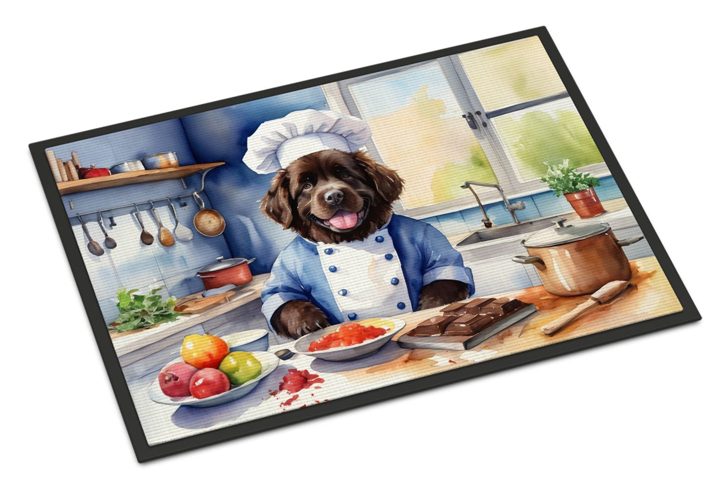 Newfoundland The Chef Doormat Front Door Mat Indoor Outdoor Rugs for Entryway, Non Slip Washable Low Pile, 24H X 36W