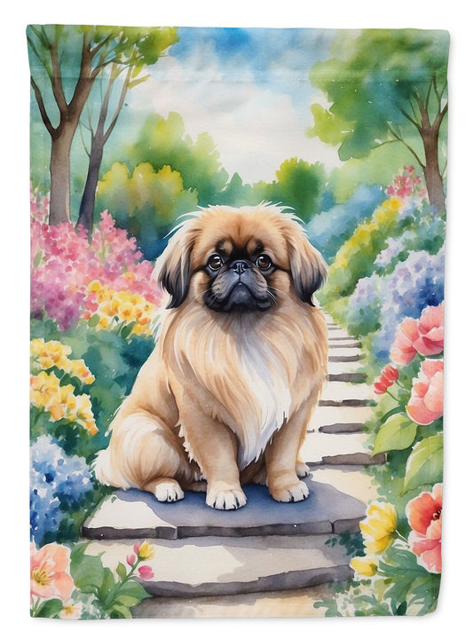 Pekingese Spring Path Garden Flag Mailbox Flag Decorative Yard Flag Banner Outside Patio Artwork Yard Flower Beds, Garden Size, Multicolor