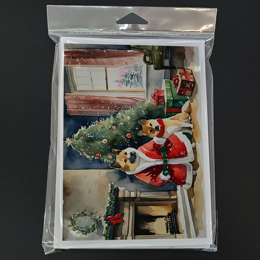 Akita Christmas Greeting Cards Pack of 8 Blank Cards with Envelopes Whimsical A7 Size 5x7 Blank Note Cards