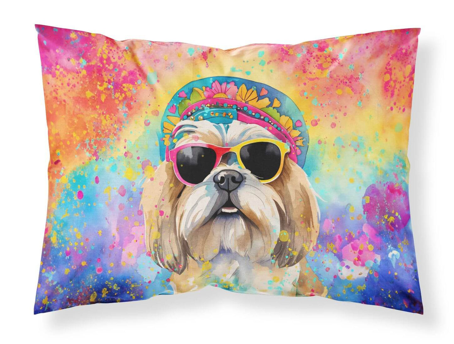 Shih Tzu Hippie Dawg Standard Pillowcase Lightweight Super Soft Easy Care Decorative Artwork Pillowcase, Standard