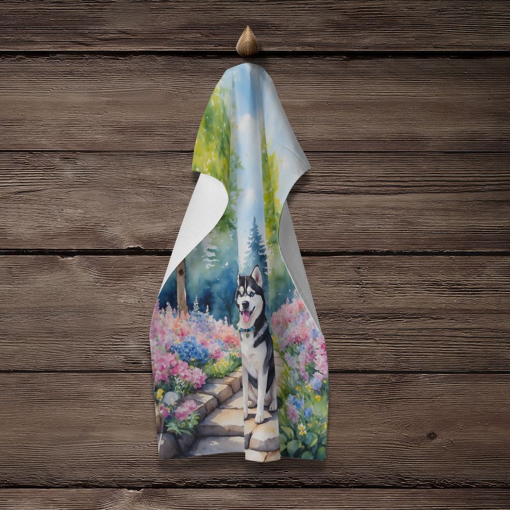 Siberian Husky Spring Path Kitchen Towel Dish Cloths Guest Hand Towel Decorative Bathroom Towel for Face,Tea, Dishcloth, Kitchen and Bath