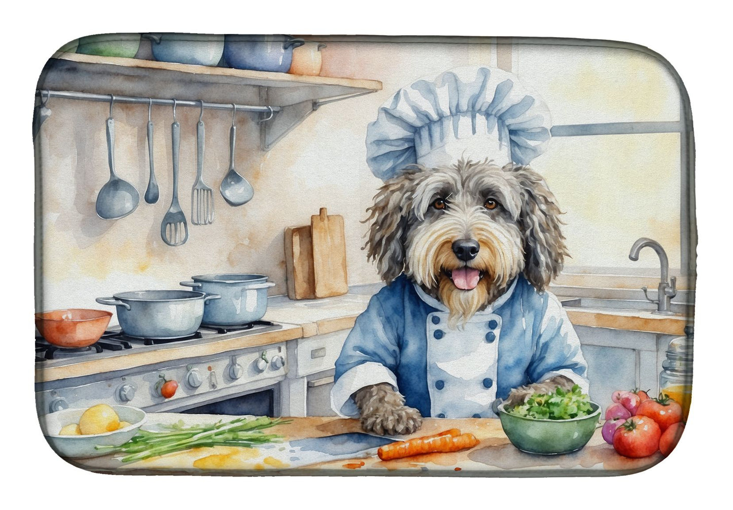 Bergamasco Sheepdog The Chef Dish Drying Mat Absorbent Dish Drying Mat Pad for Kitchen Counter Dish Drainer Mat for Countertop, 14 x 21", Multicolor