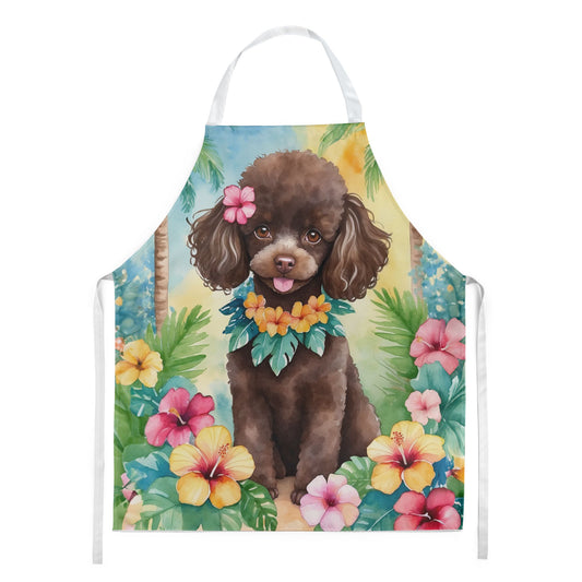 Chocolate Poodle Luau Apron Cooking Kitchen Server Baking Crafts Gardening for Adult Women Men, Unisex, Large, Multicolor