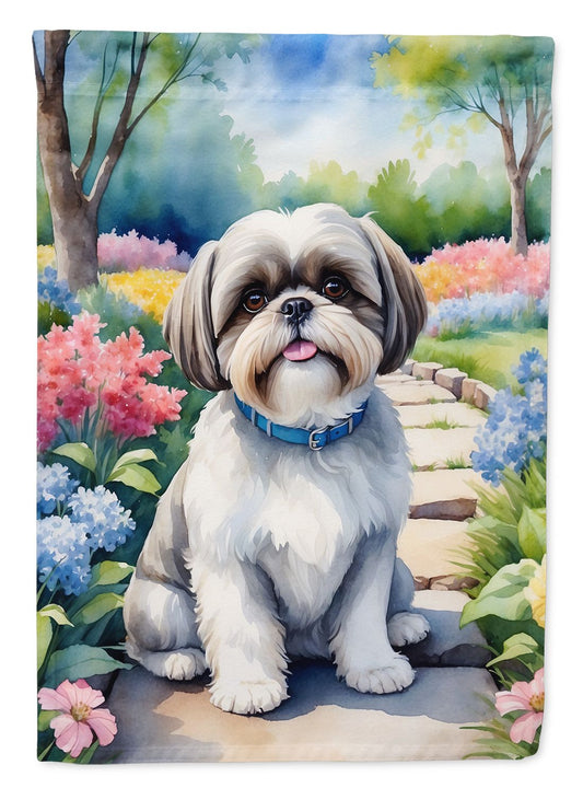 Shih Tzu Spring Path Garden Flag Mailbox Flag Decorative Yard Flag Banner Outside Patio Artwork Yard Flower Beds, Garden Size, Multicolor