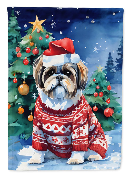 Shih Tzu Christmas Garden Flag Mailbox Flag Decorative Yard Flag Banner Outside Patio Artwork Yard Flower Beds, Garden Size, Multicolor